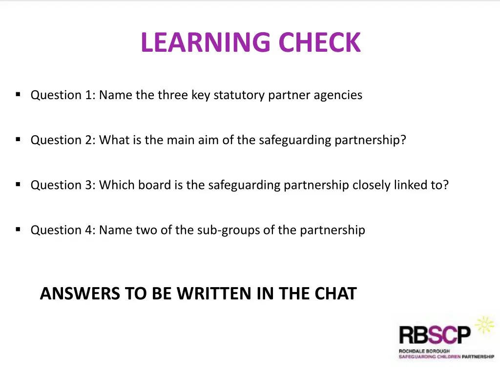 learning check