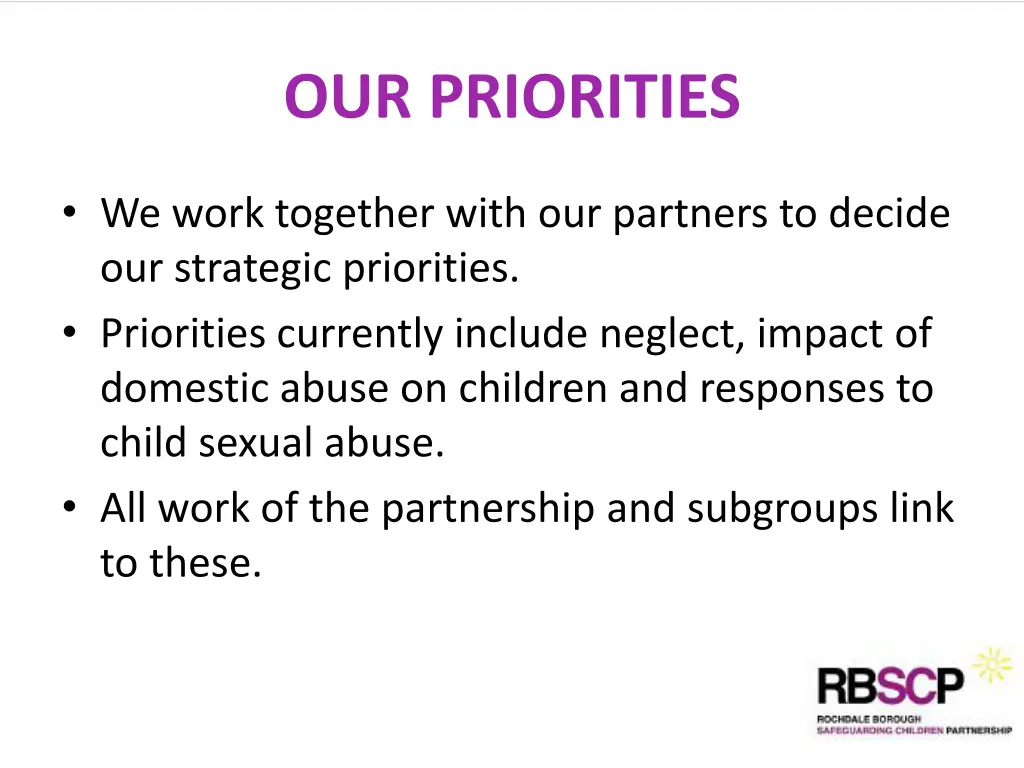 our priorities