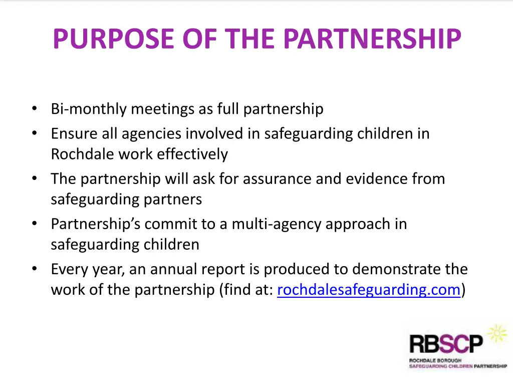 purpose of the partnership