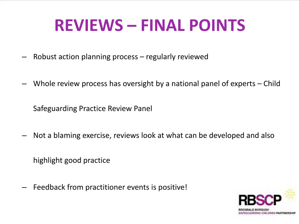 reviews final points
