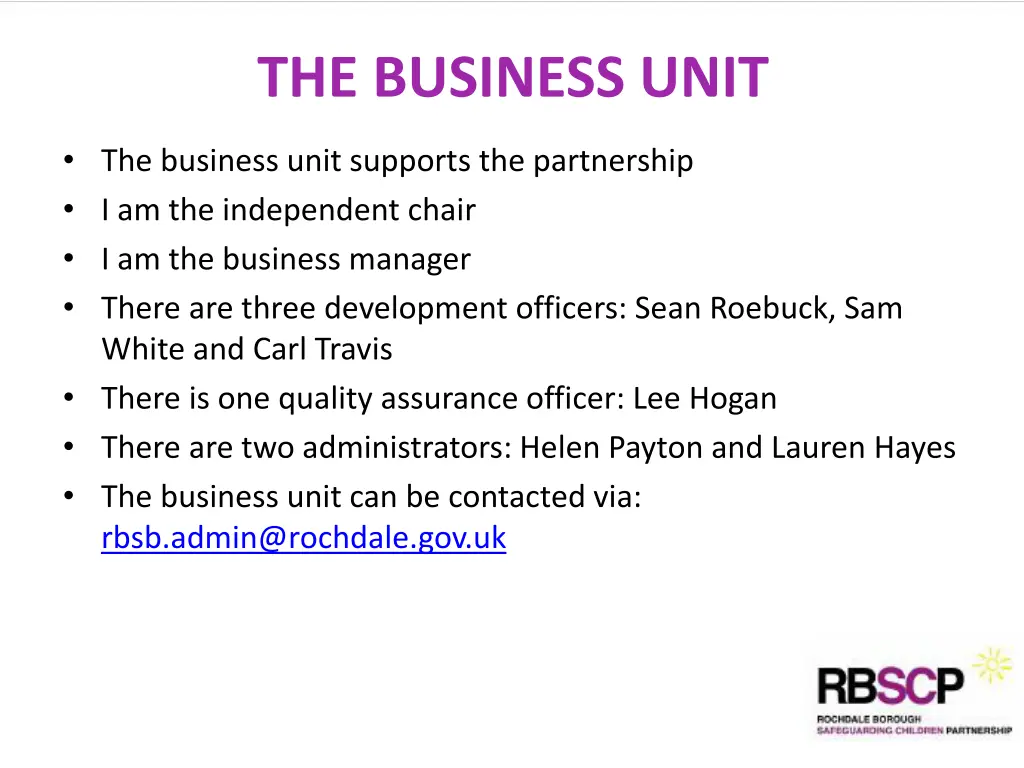 the business unit