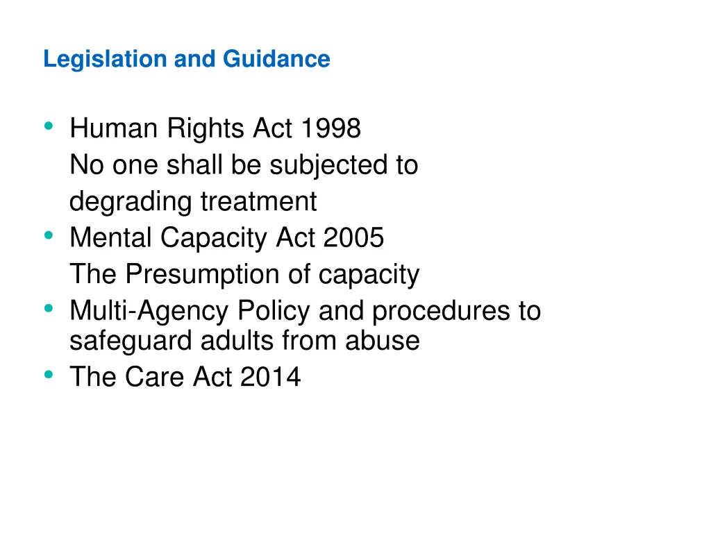 legislation and guidance