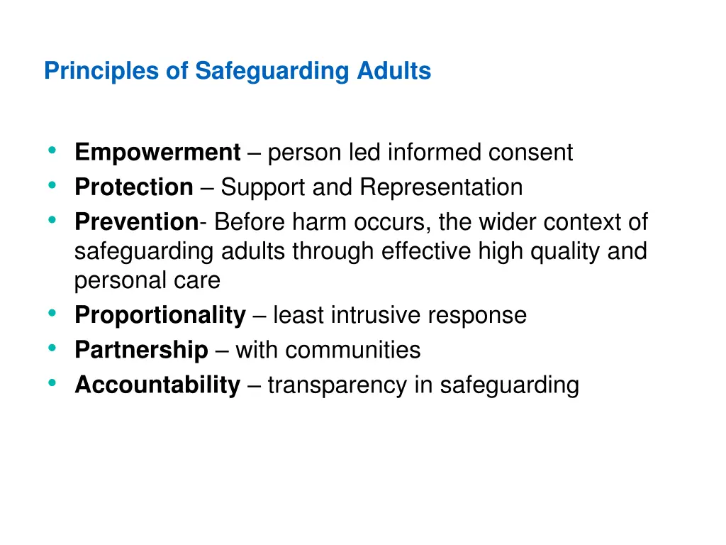 principles of safeguarding adults