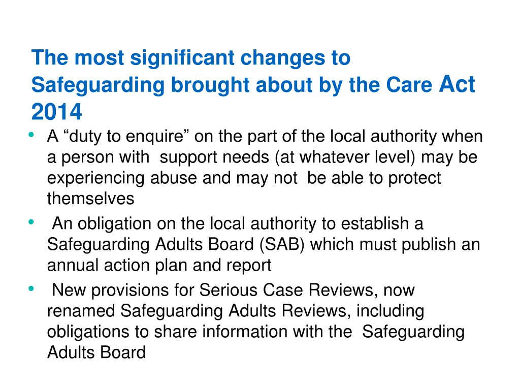 the most significant changes to safeguarding