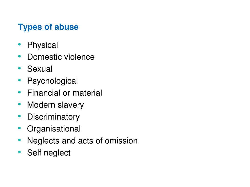 types of abuse