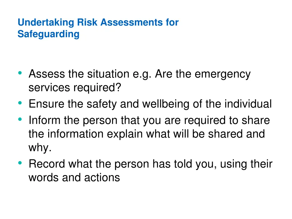 undertaking risk assessments for safeguarding