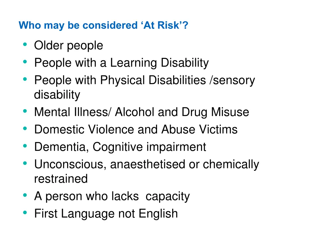 who may be considered at risk older people people