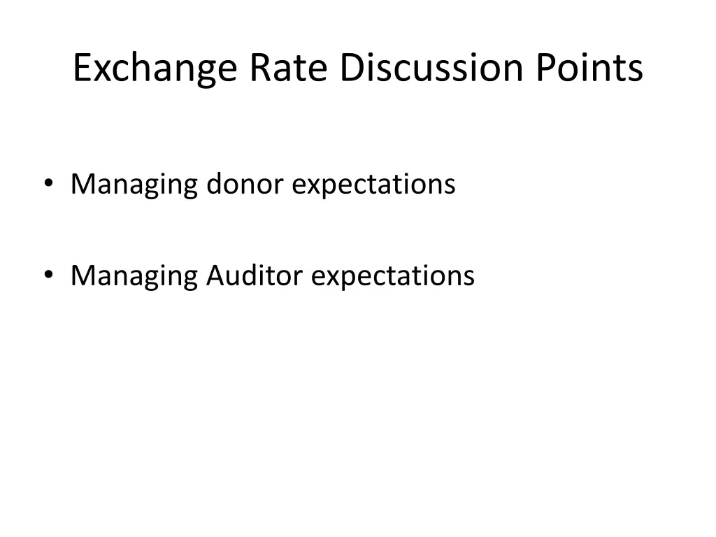 exchange rate discussion points