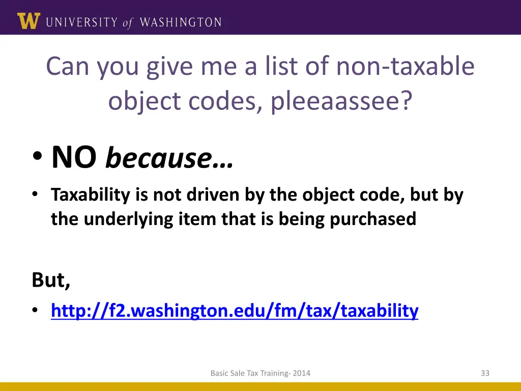 can you give me a list of non taxable object