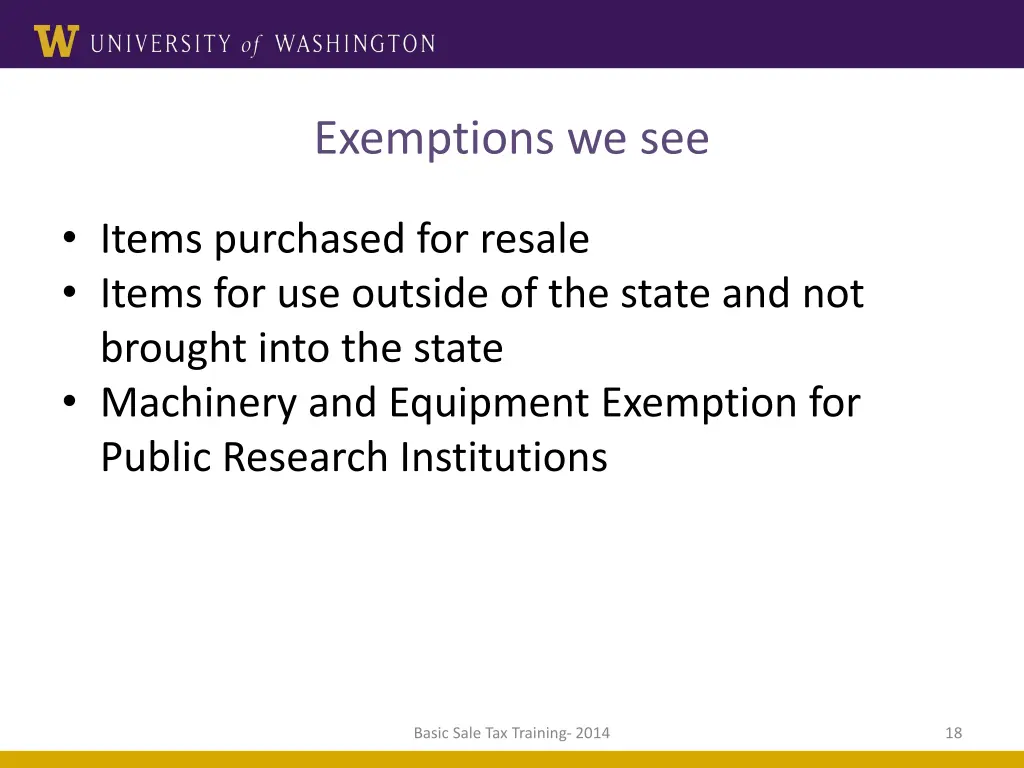 exemptions we see