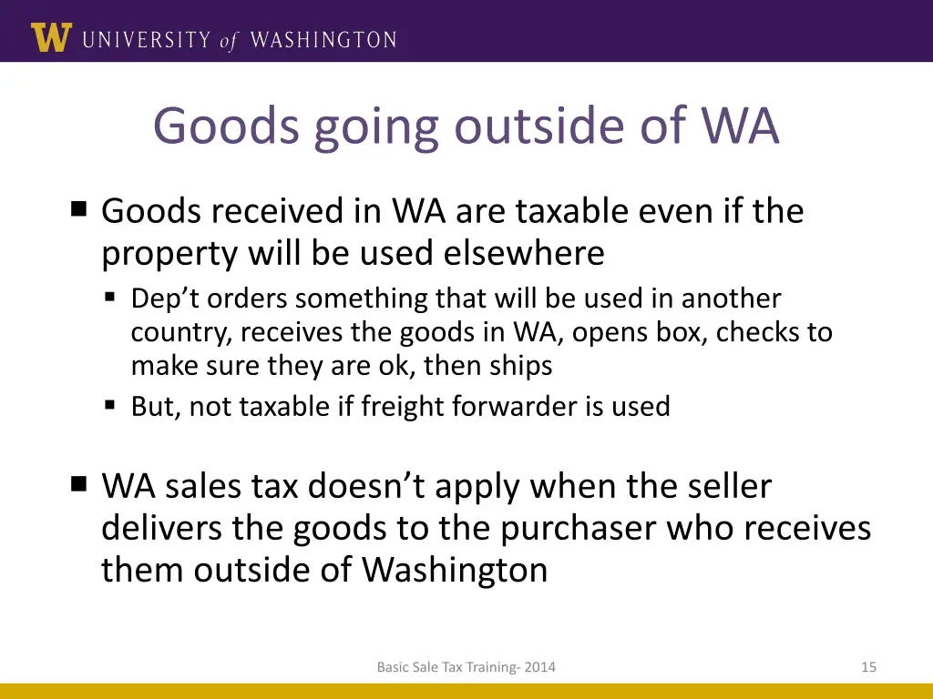 goods going outside of wa