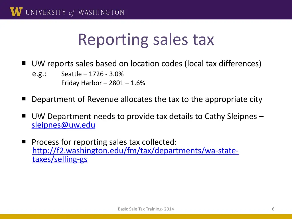reporting sales tax