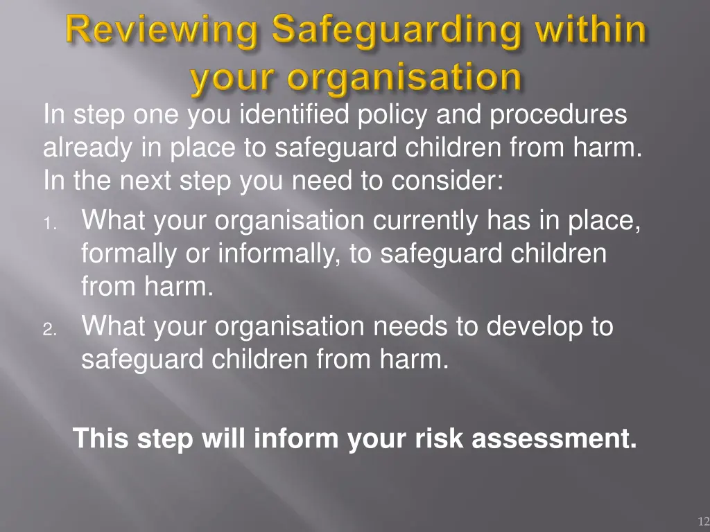 in step one you identified policy and procedures