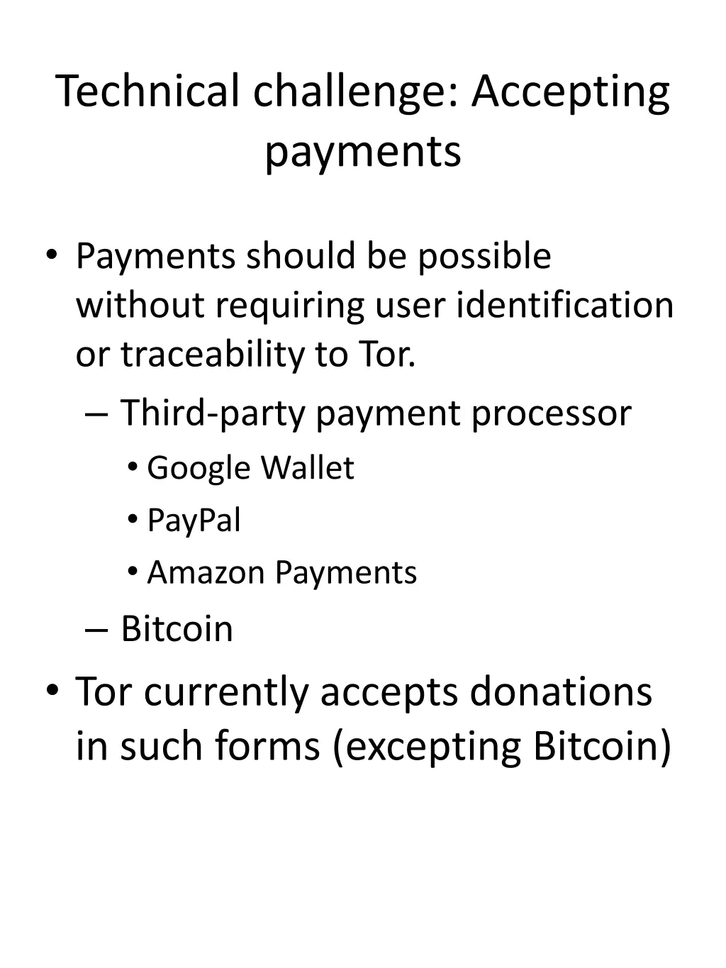 technical challenge accepting payments
