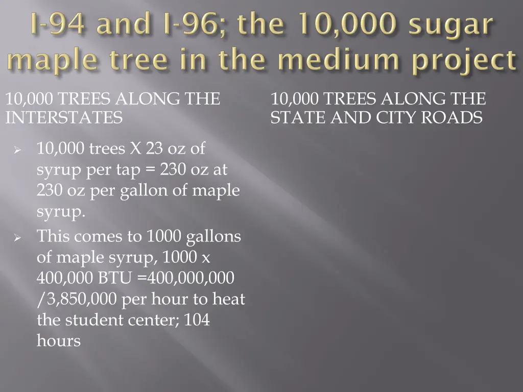 10 000 trees along the interstates