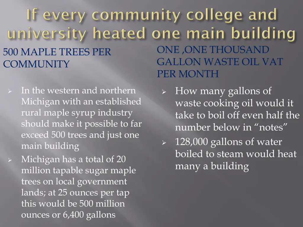 one one thousand gallon waste oil vat per month