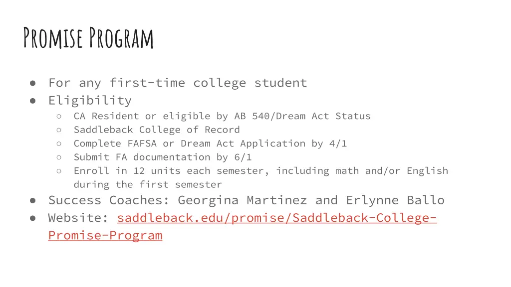 promise program