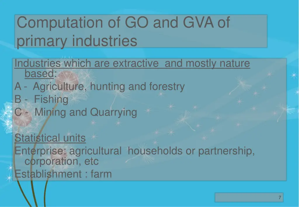 computation of go and gva of primary industries
