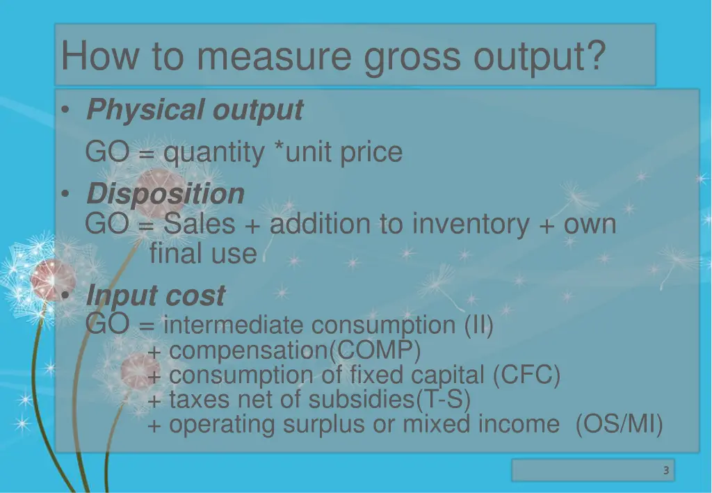 how to measure gross output physical output