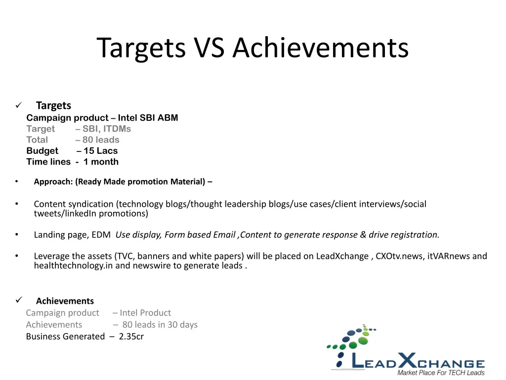targets vs achievements