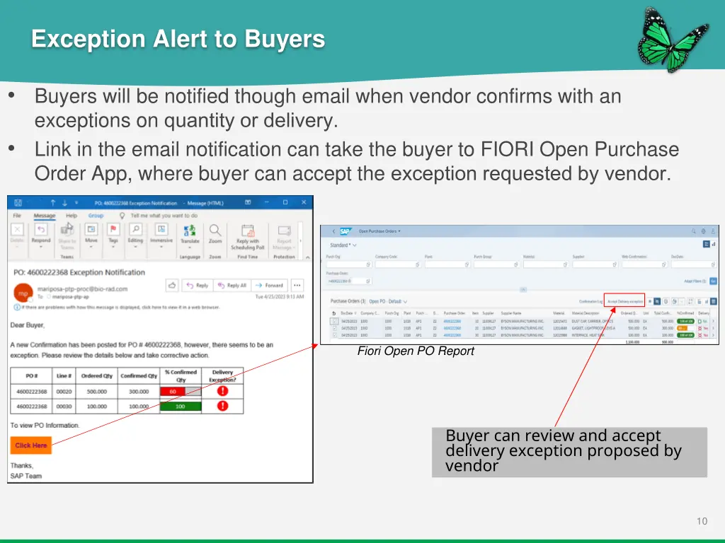 exception alert to buyers