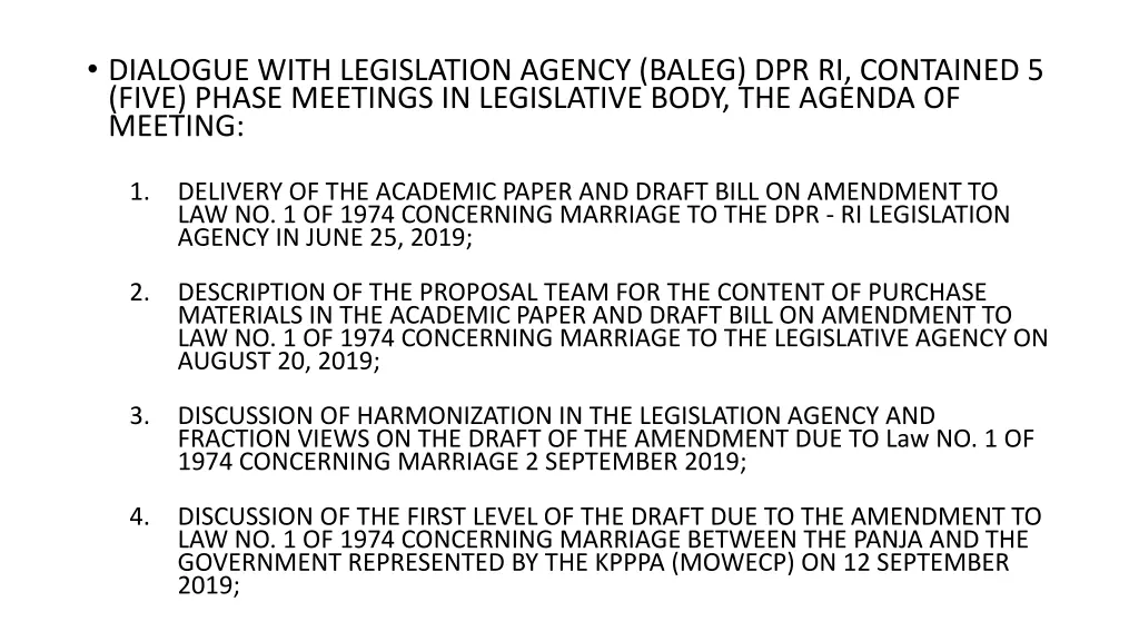dialogue with legislation agency baleg