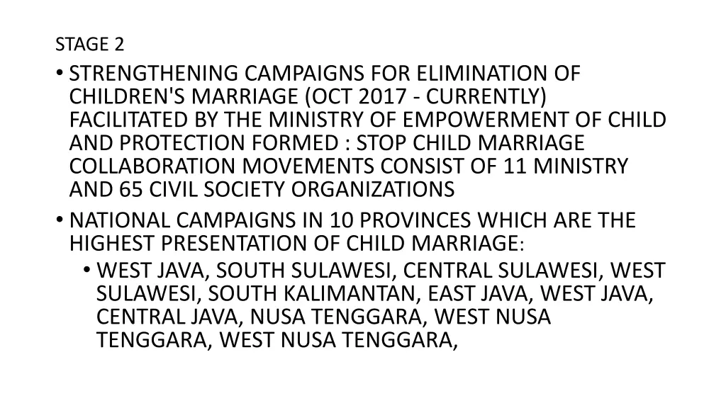 stage 2 strengthening campaigns for elimination
