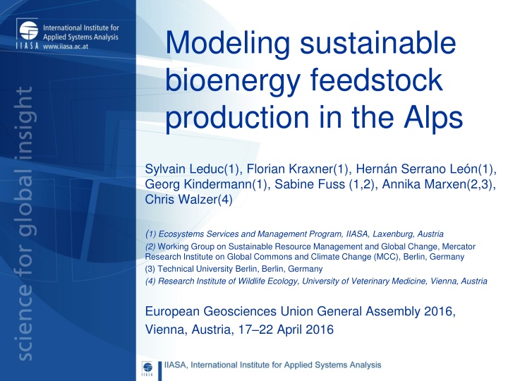 modeling sustainable bioenergy feedstock