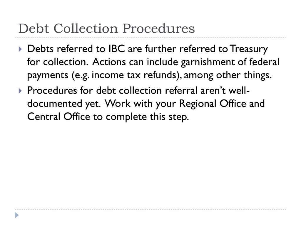 debt collection procedures