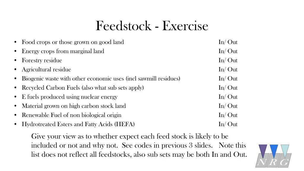 feedstock exercise