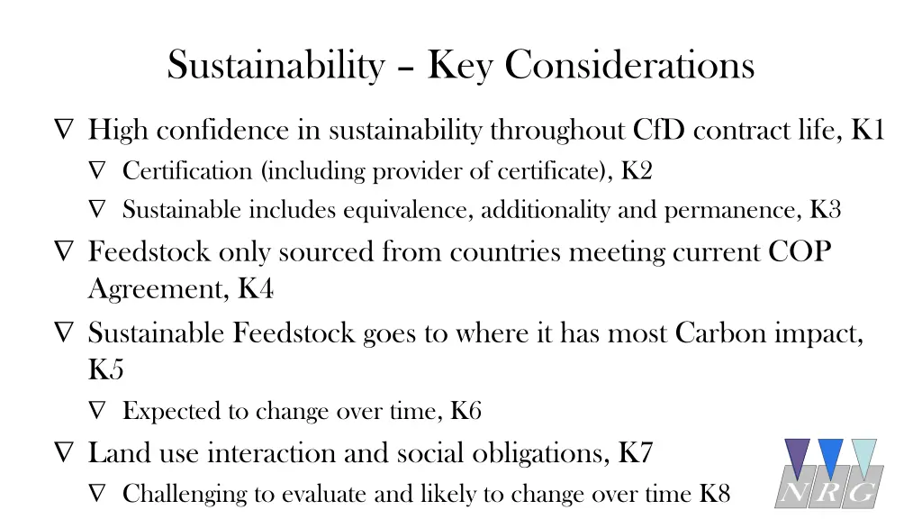 sustainability key considerations