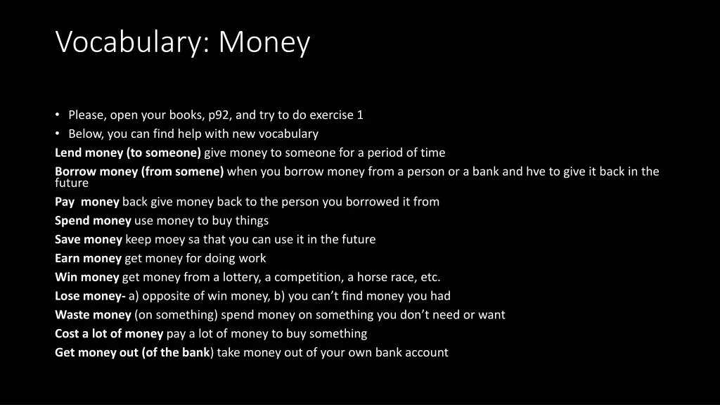 vocabulary money