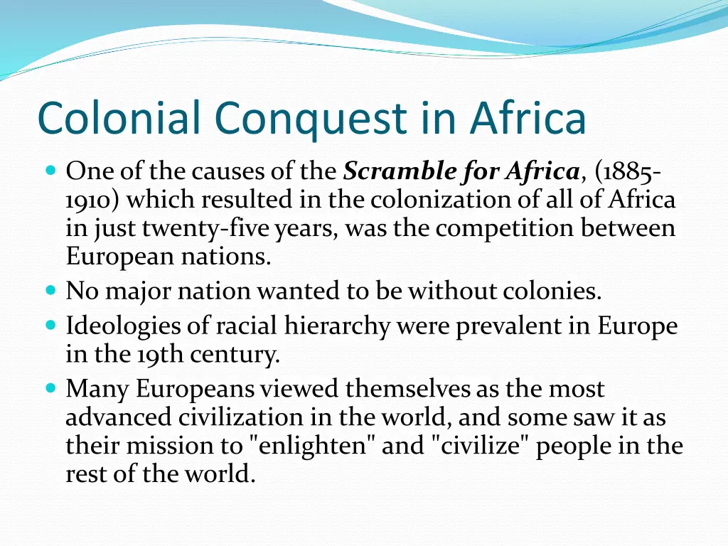 colonial conquest in africa one of the causes