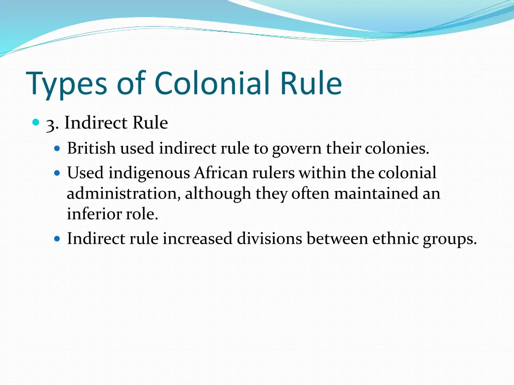 types of colonial rule 2