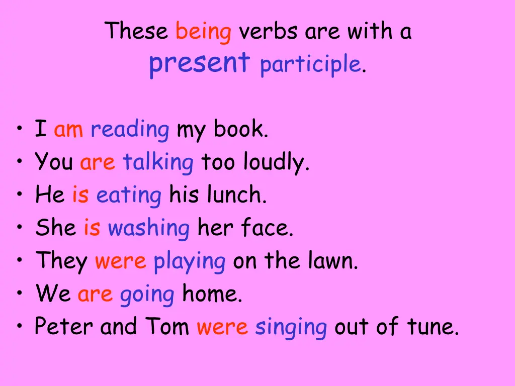 these being verbs are with a present participle