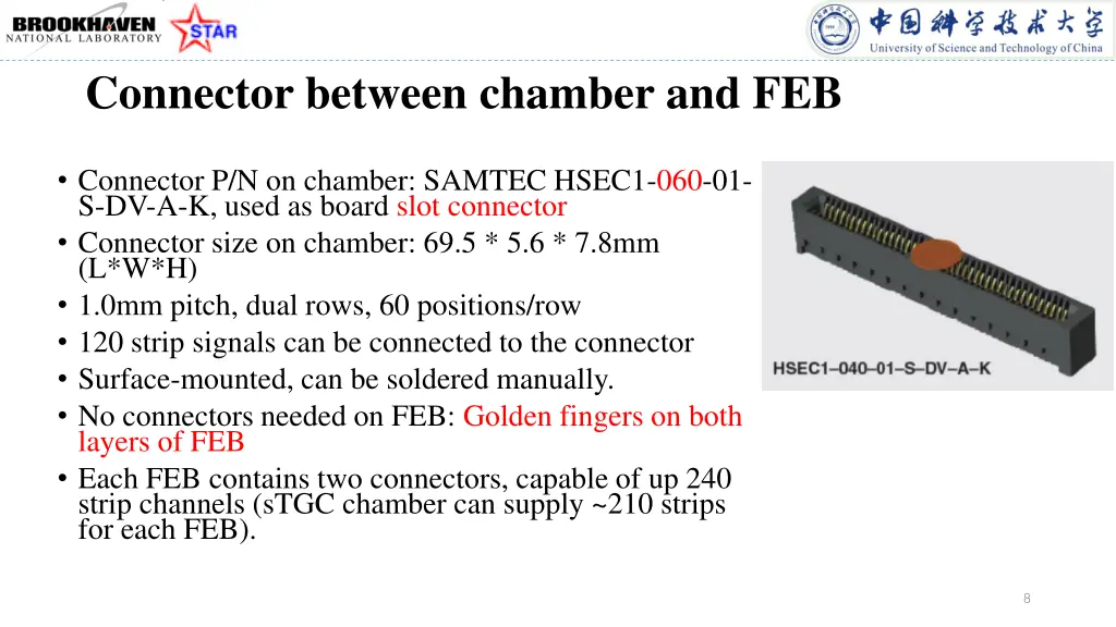 connector between chamber and feb