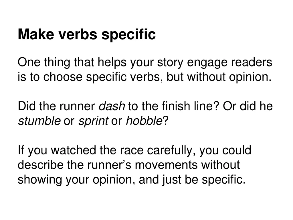 make verbs specific