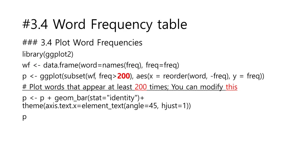 3 4 word frequency table 3 4 plot word