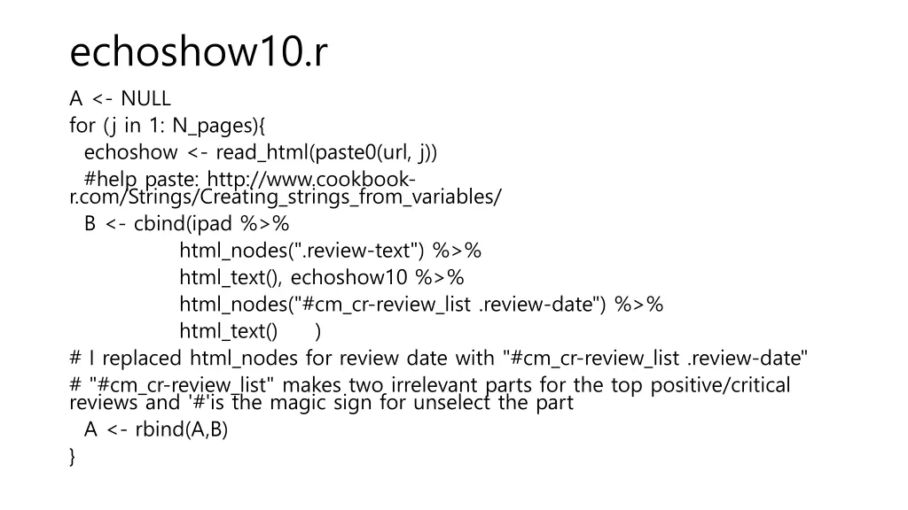 echoshow10 r a null for j in 1 n pages echoshow