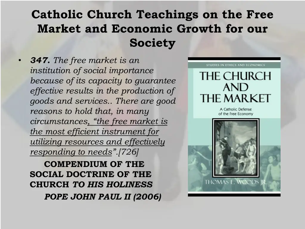 catholic church teachings on the free market
