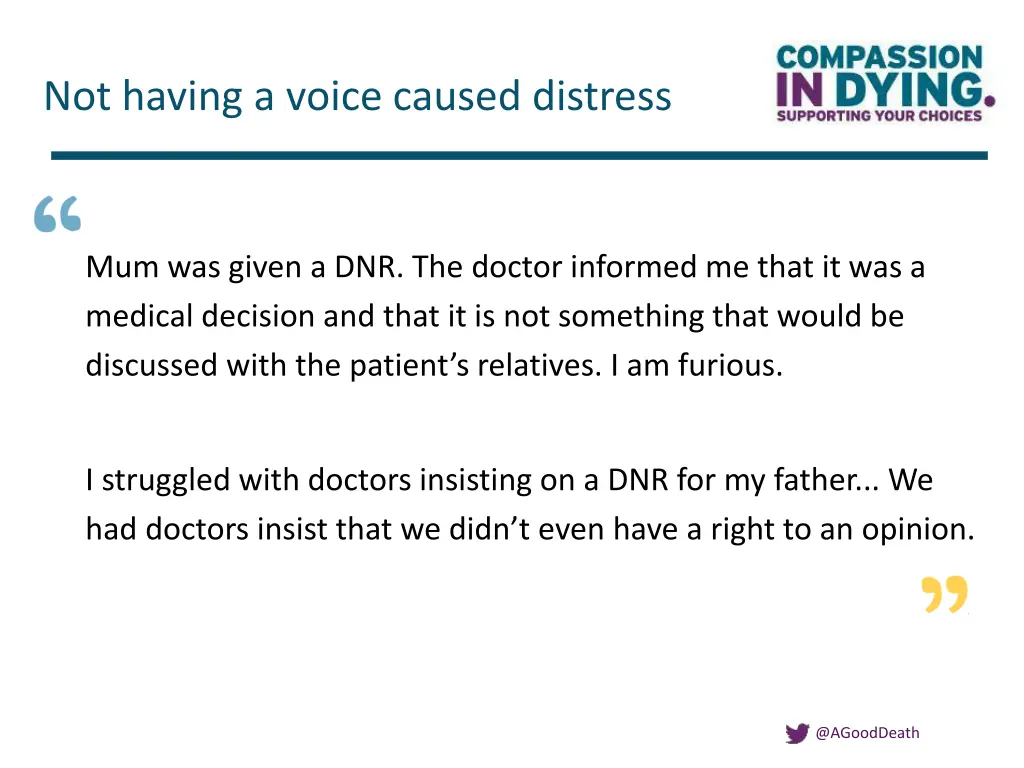 not having a voice caused distress