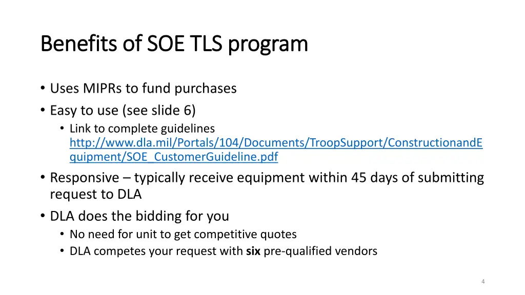 benefits of soe tls program benefits