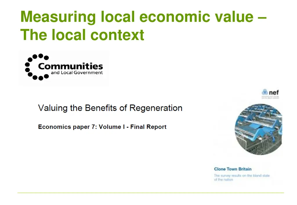 measuring local economic value the local context