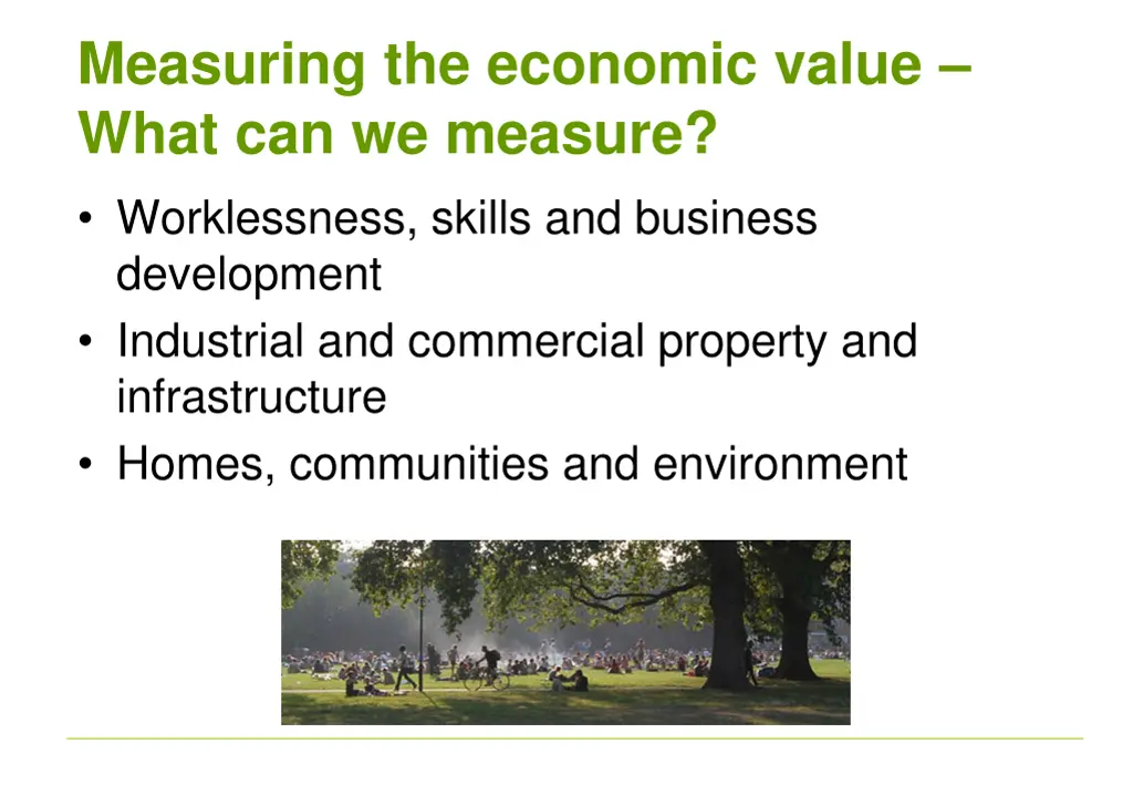 measuring the economic value what can we measure