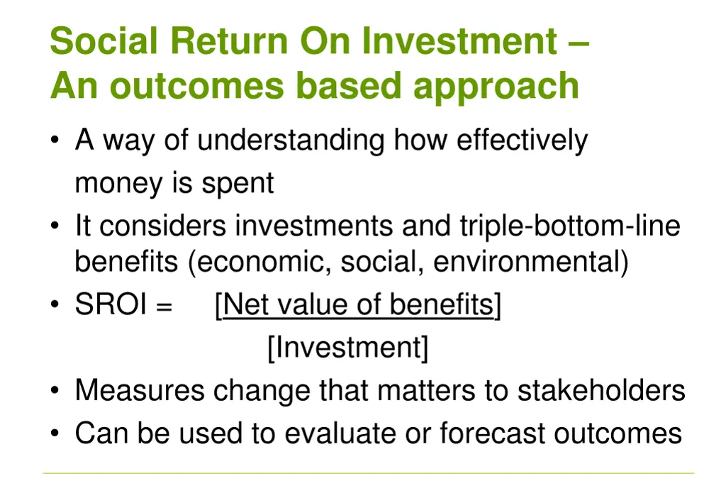 social return on investment an outcomes based