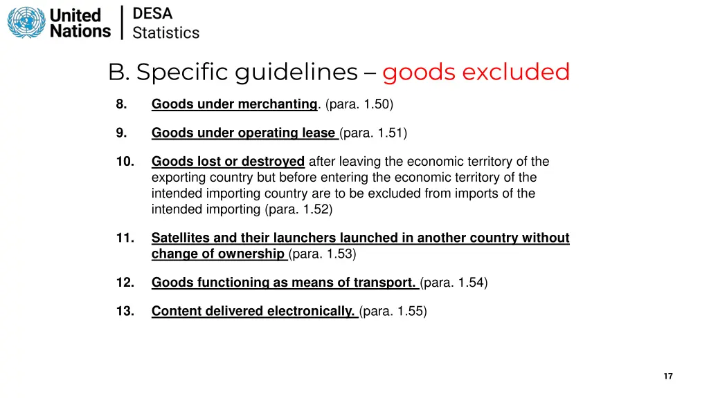 b specific guidelines goods excluded 3