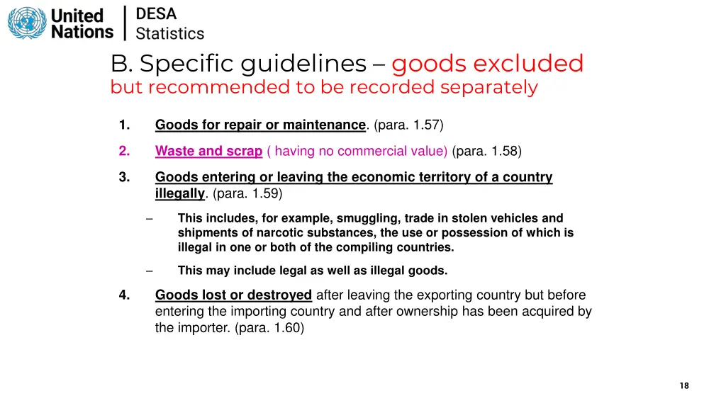 b specific guidelines goods excluded 4