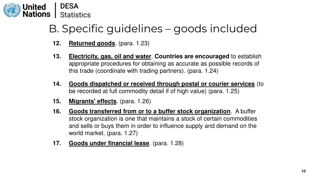 b specific guidelines goods included 4
