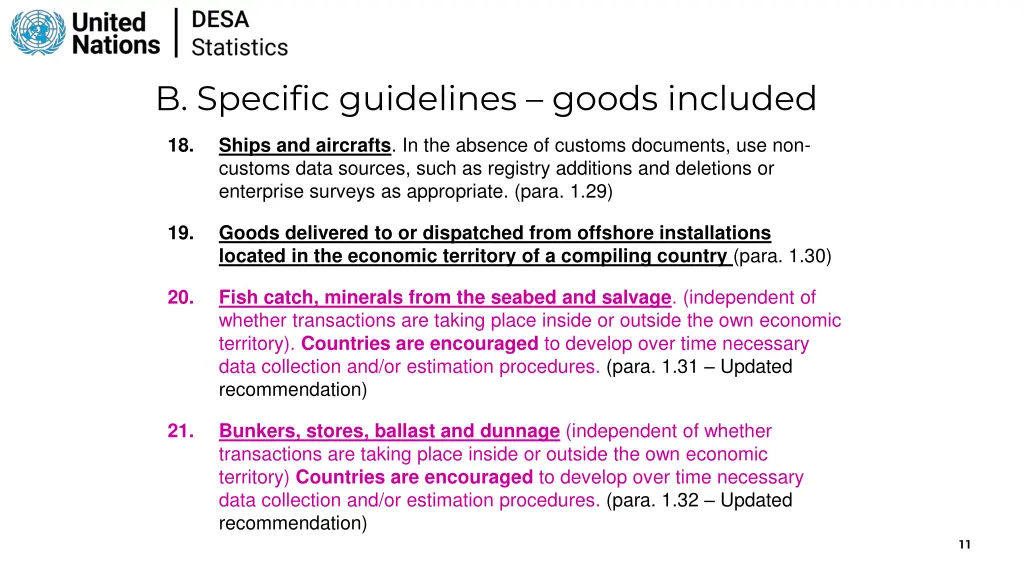 b specific guidelines goods included 5