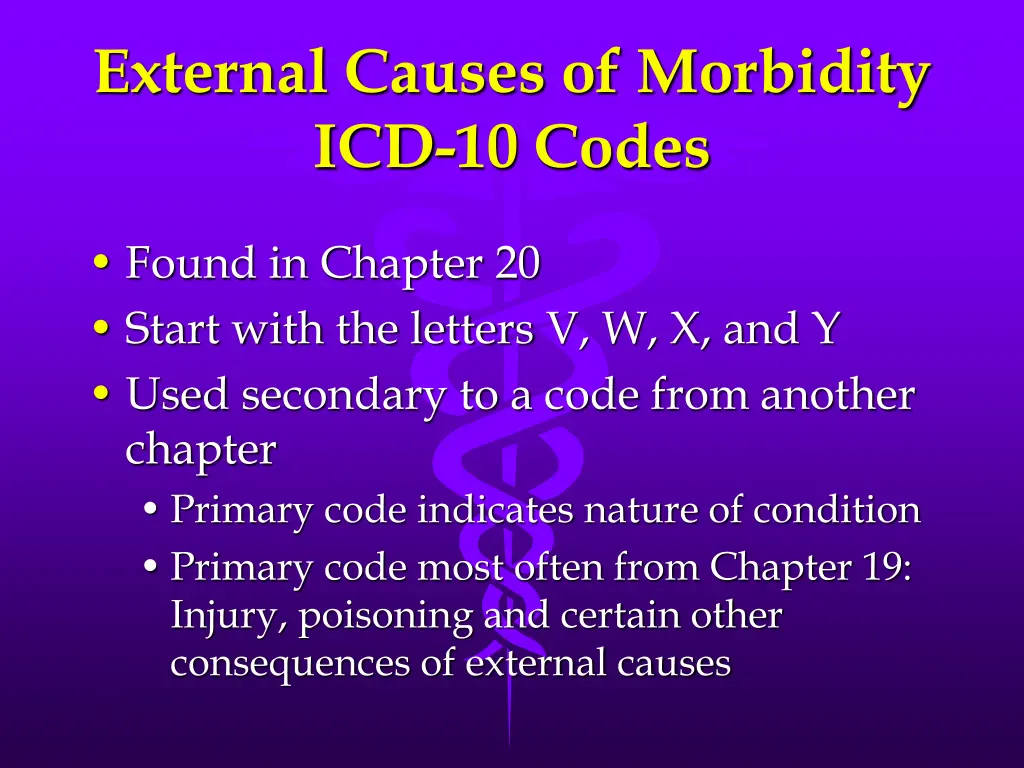 external causes of morbidity icd 10 codes